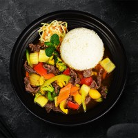 Cơm Bò Xào Rau - Restované Hovězí se Zeleninou, Rýže